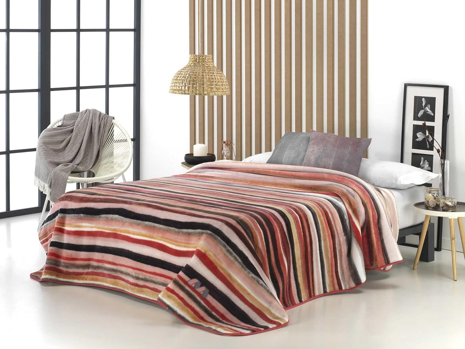 Pătură imprimată, Volum mare, 100% poliester, 450 G/M², Moale, Pentru toamnă/iarnă, Design Harmony N10, 170 X 240 Cm, Pentru paturi cu 90/105 Cm, Gri Plapumi si pilote Naty Shop Roz 260X240Cm - Cama De 160/180Cm