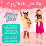Glitter Girls - Sarinia - Păpușă articulată de modă de 36 cm - Păr șaten drept și ochi căprui - Tunică cu dungi și cizme cu sclipici - 3 ani +