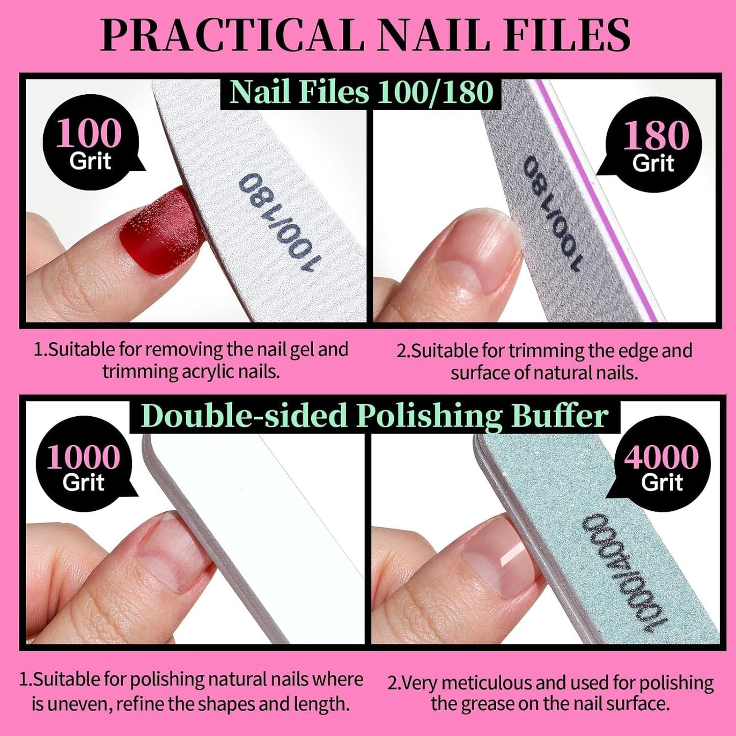 FANDAMEI Maniküre Set, Buffer Für Nägel, Nagelfeile 100/180, Nagelfeilen Für Gelnägel, Nagelhautschieber, Buffer Für Gelnägel, Feilen Für Gelnägel, Nagelzange, Nagelfeilen Set, Maniküre & Pediküre Set
