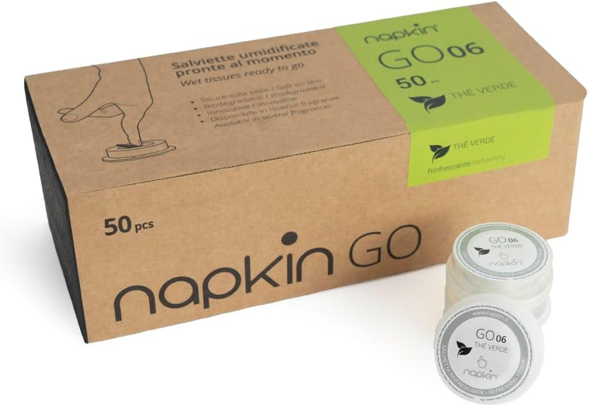 Go NPKGO00612 Capsulă de șervețele de curățare cu ceai verde, viscoză, alb, pachet de 12