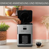 Espressor de cafea cu filtru Krups KM442D Premium | 10-15 cești | 1000 wați | programabil | funcție de menținere la cald | oțel inoxidabil | negru