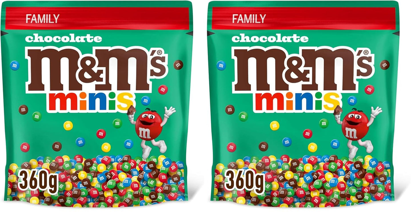 M&M's Chocolate Minis, Ciocolată, 1 x 324g, Linte cu ciocolată (324g) (Pachet de 2)