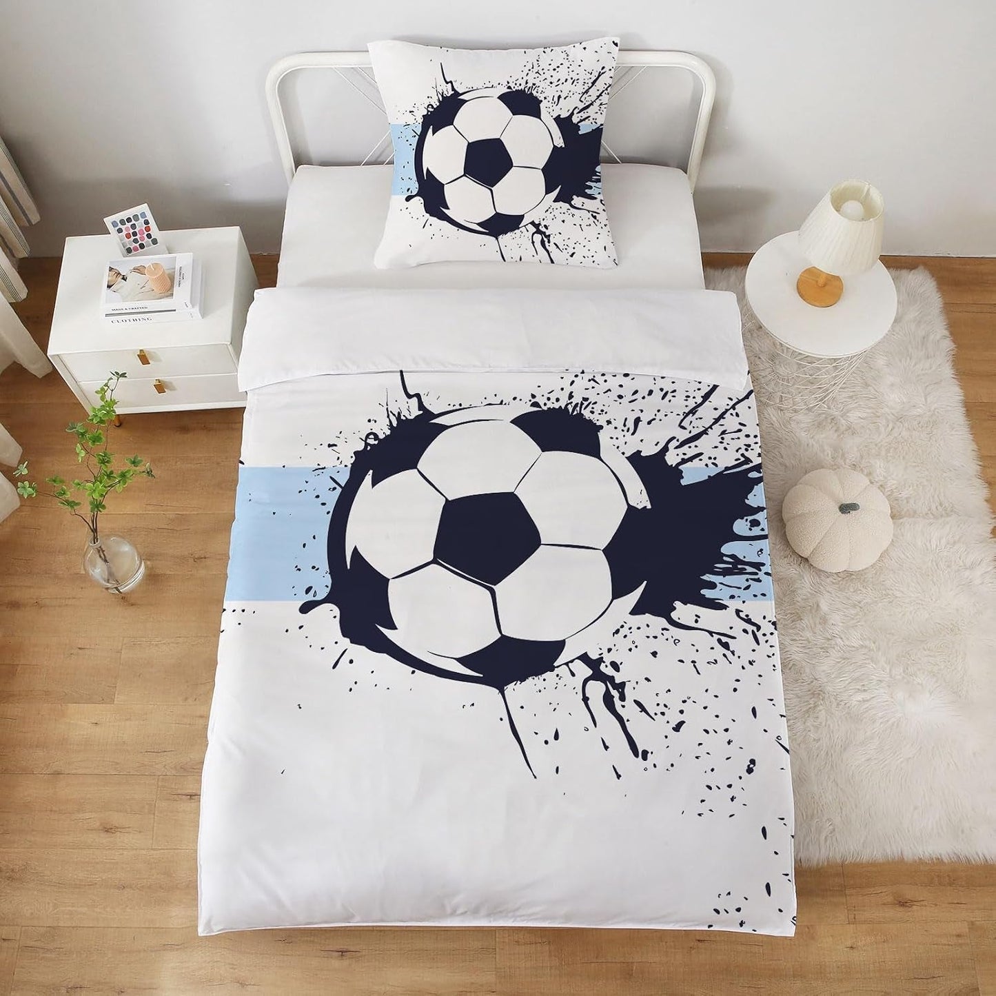 Lenjerie de pat pentru baieti, fotbal, poliester microfibra Lenjerie de pat - copii Naty Shop