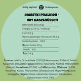 Praline cu alune DIABETKI, ciocolată fără zahăr, dulciuri delicioase pentru consumatori conștienți și diabetici, gustări fără gluten și vegetariene 100g