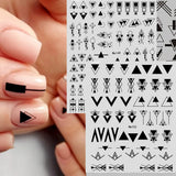 12 Blatt Nagelsticker Geometrisch Nagelaufkleber Selbstklebend Schwarz-Weißes Mysteriöses Dreieck Nail Art Sticker Dekoration Nageldesign Zubehör
