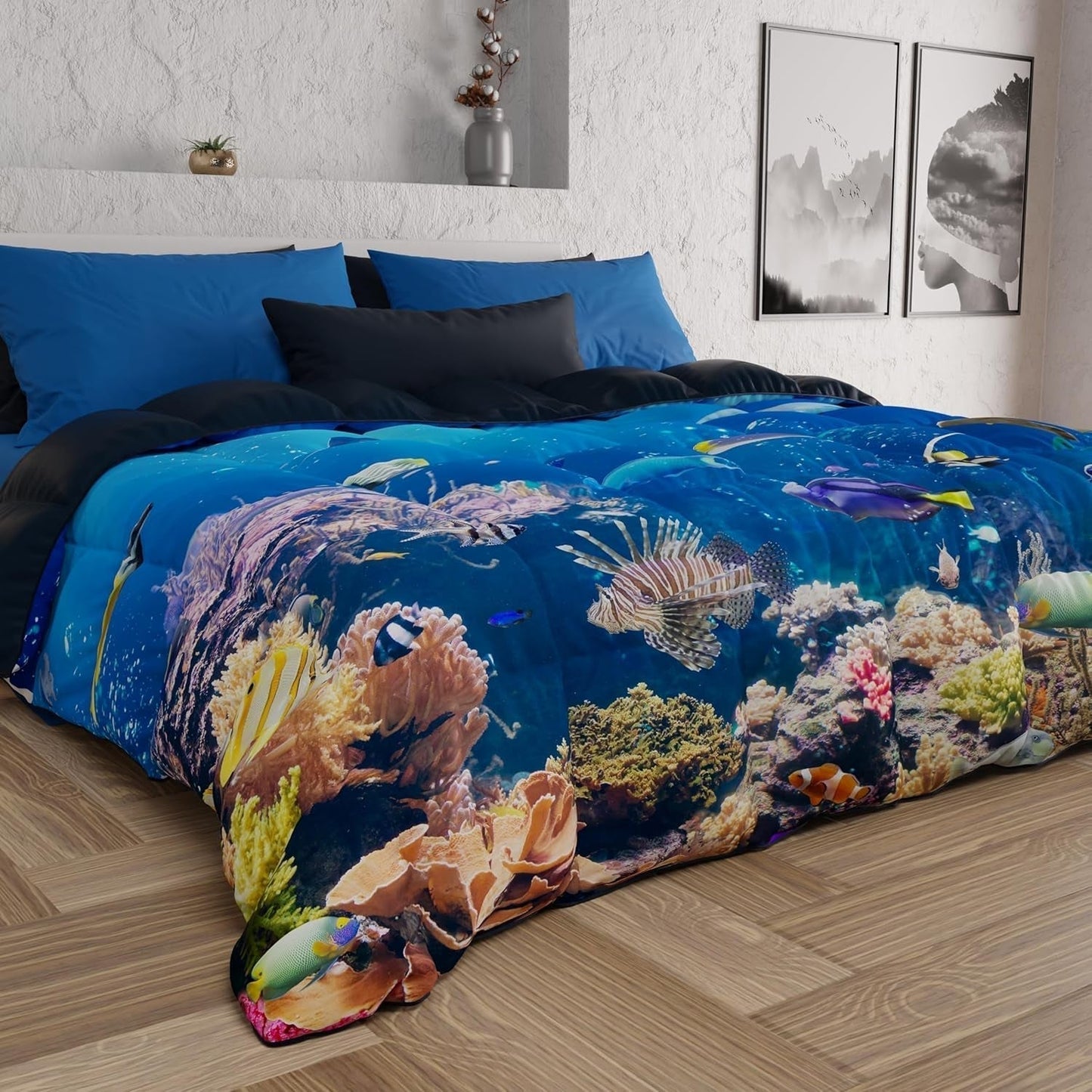 PETTI Artigiani Italiani cuvertură pentru pat dublu, 100% Made in Italy, Aquarium Plapumi si pilote Naty Shop