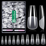 Becellen 500 bucăți vârfuri unghii artificiale, vârfuri unghii cu gel moale, acoperire completă, vârfuri pentru unghii cu gel, unghii artificiale pre-lustruite, set unghii cu lipici pentru nail art DIY (migdale)