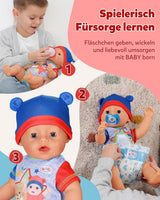BABY Born Jonas - păpușă bebeluș 43 cm - 10 funcții, inclusiv accesorii și saltea - Funcționează complet fără baterii - Potrivit pentru copii cu vârsta de 3 ani și peste