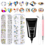 Gel adeziv pentru strasuri Makartt - Set de adeziv UV pentru unghii 15ml cu brelocuri roz pentru unghii, bijuterii pentru unghii în formă de inimă și cerc și accesorii pentru designul unghiilor, pentru manichiură acasă, cadou de Ziua Îndrăgostiților