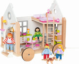 Goki 51477 - Casă mică Hygge din lemn și textile pentru păpuși mini, casă de păpuși mobilă în stil scandinav, 38Cm X 27Cm X 33Cm, set de 40, de la 3 ani Casute de papusi Naty Shop