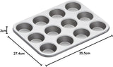 Tavă de copt pentru brioșe Kitchencraft, înveliș antiaderent, pentru 12 brioșe, 35 cm X 27 cm Matrite si tavi pentru copt Naty Shop