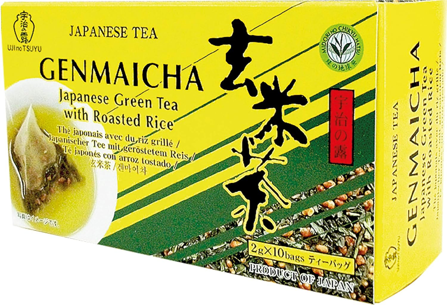 Ceai verde cu orez rotund prăjit, Genmaicha (1 x 20 g - 10 pliculețe a câte 2 g fiecare)