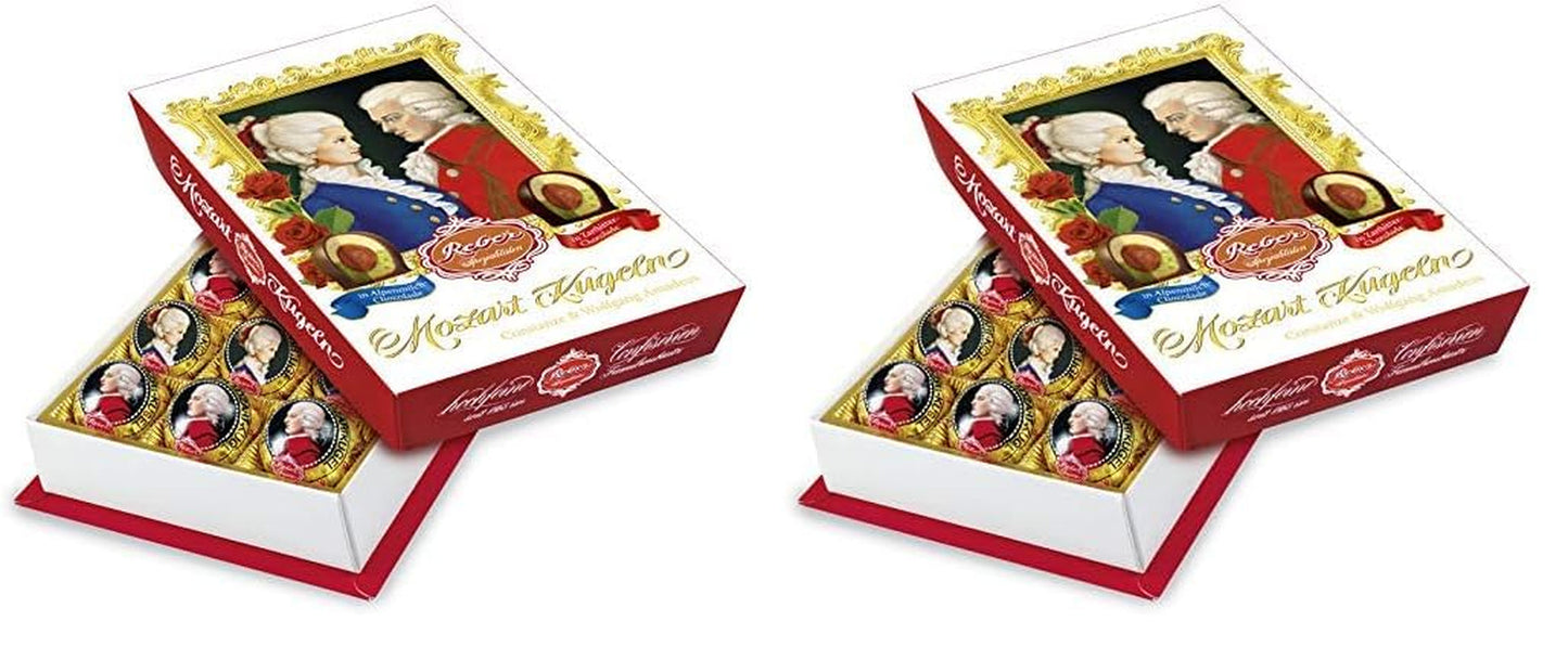 Bile Reber Mozart cu ciocolată neagră, pachet de 6 cu marțipan și nuga, vegane - 1 x 120 g