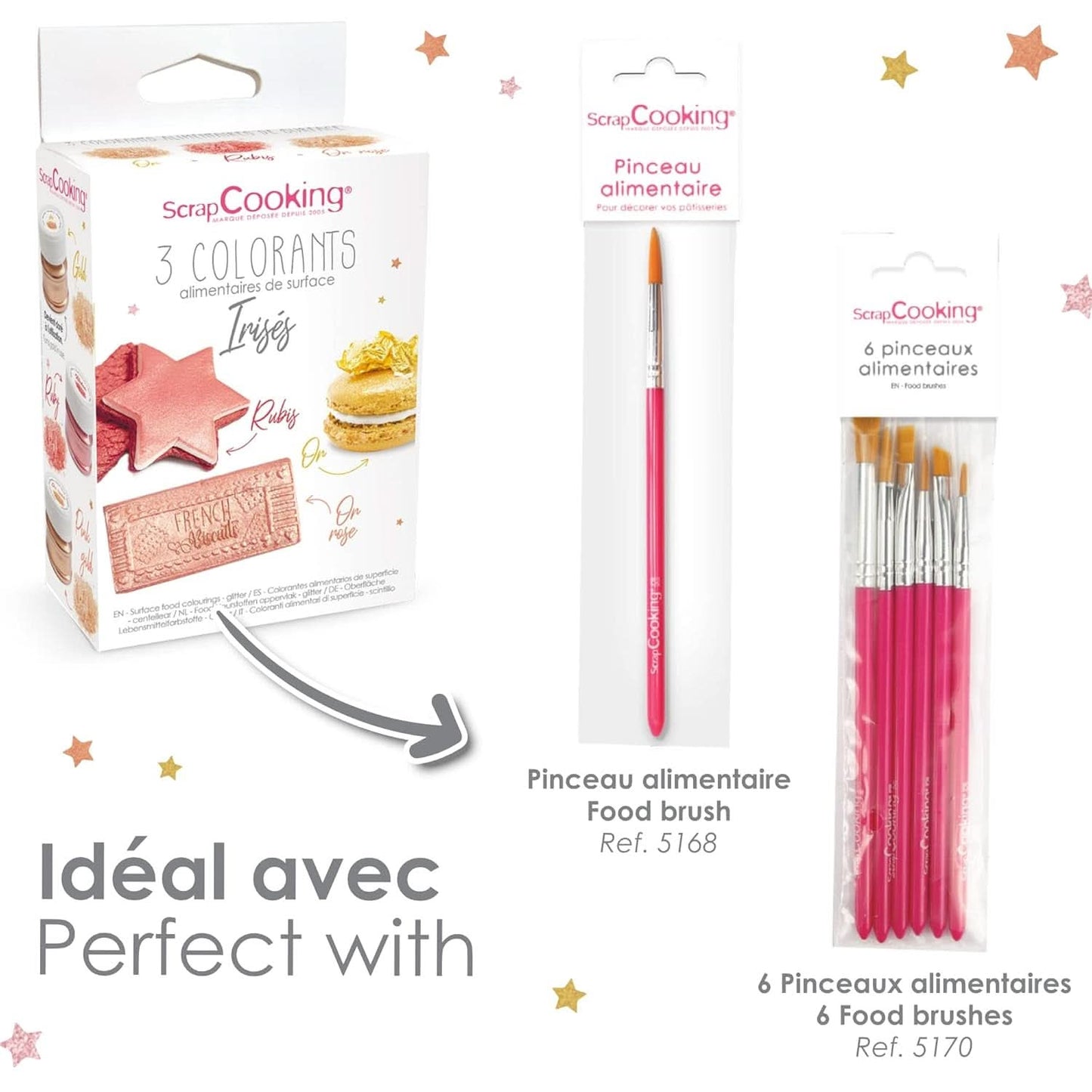 ScrapCooking, Set 3 coloranti alimentari, Auriu, Roz-Auriu si Ruby, nuante metalice, 3 x 5 grame Naty Shop