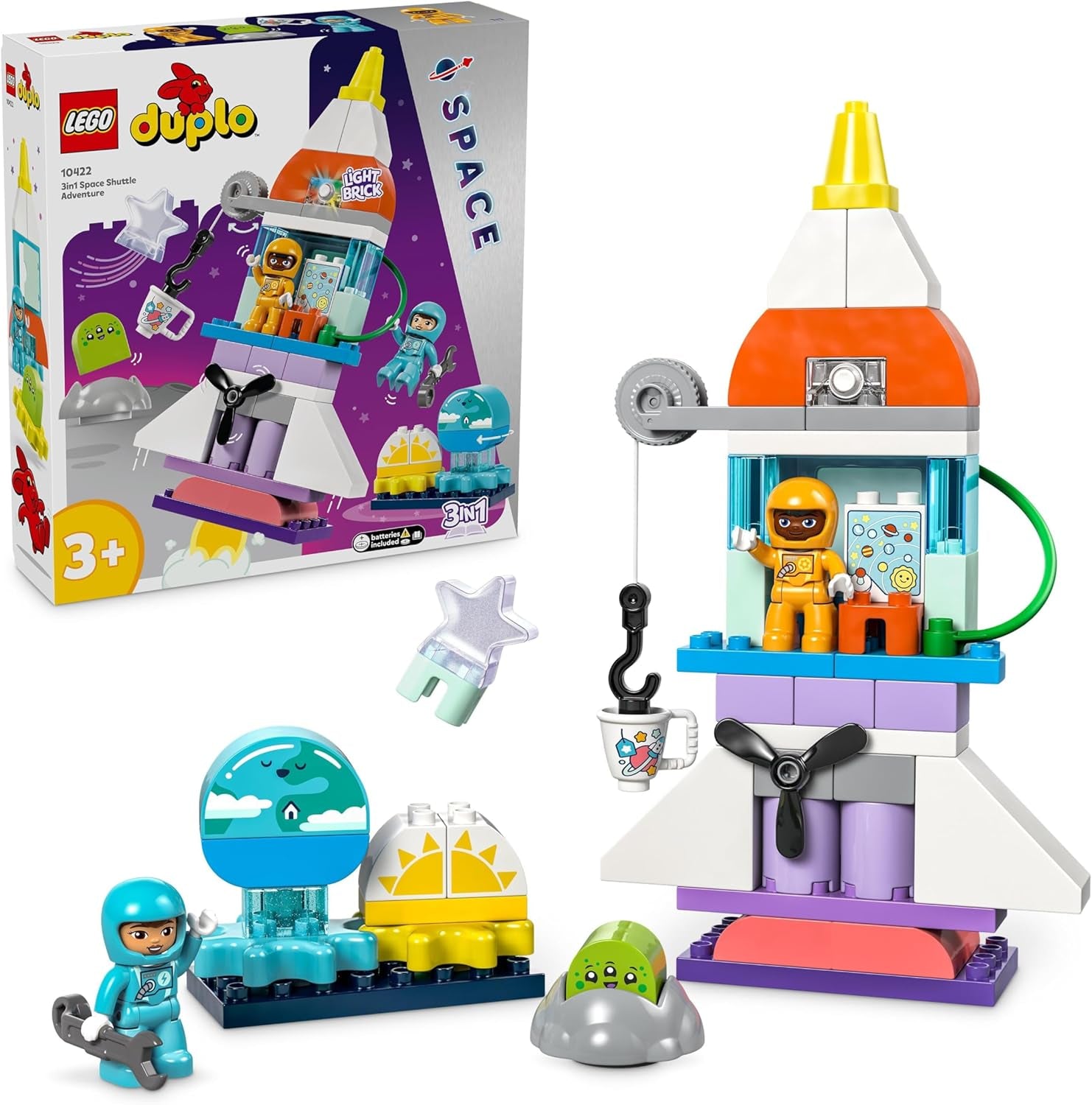 Naveta spațială LEGO DUPLO 3 în 1 pentru o mulțime de aventuri, set spațial cu jucărie rachetă pentru copii de construit, jucărie pentru știință și abilități motorii pentru dezvoltare timpurie, cadou pentru copiii de 3 ani 10422 Seturi de constructie Besuche den LEGO-Store Titlu implicit