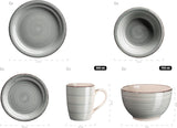 MÄSER 931612 Bel Tempo II set de veselă vintage pentru 6 persoane, 30 de piese, serviciu combinat din ceramică pictată manual în albastru, gresie, albastru fumuriu