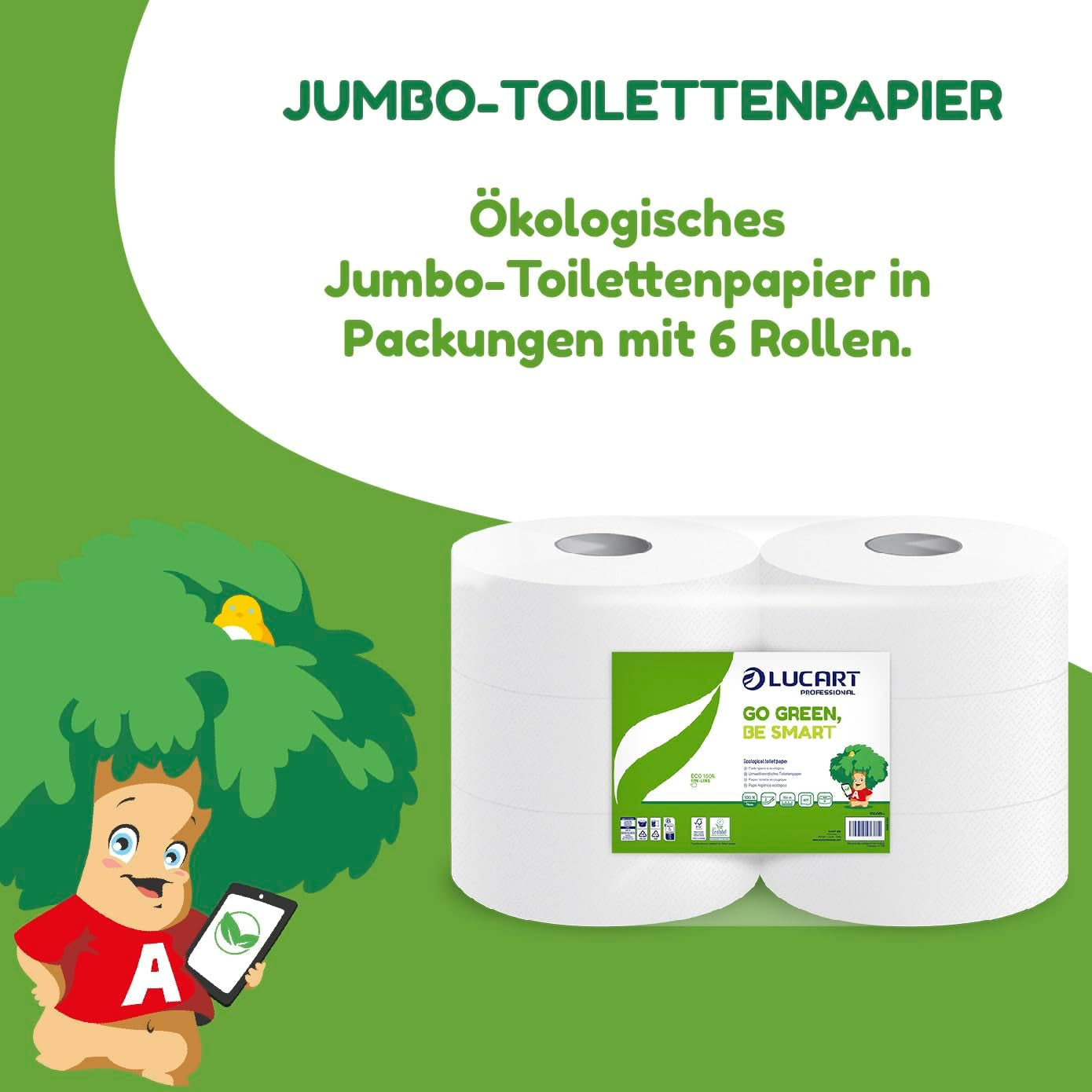 Role de hârtie igienică Jumbo Eco, 2 straturi, cremă de spălare a mâinilor cu formulă de curățare, hidratare și netezire - aromă florală - 5L, 6 bucăți (1-pachet)