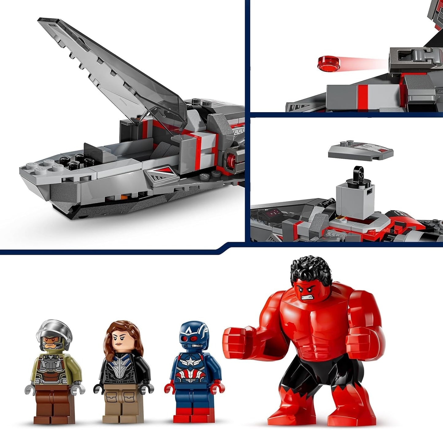 LEGO Marvel Showdown între Căpitanul America și Hulk Roșu, cadou pentru copii, set cu jet construibil, jucărie cu supereroi pentru băieți și fete de la 8 ani, jucărie de construit aventuri 76292 Seturi de constructie Besuche den LEGO-Store