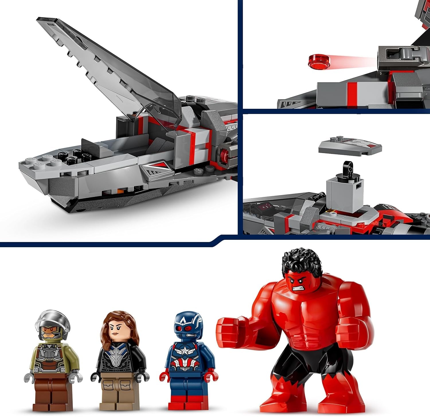 LEGO Marvel Showdown între Căpitanul America și Hulk Roșu, cadou pentru copii, set cu jet construibil, jucărie cu supereroi pentru băieți și fete de la 8 ani, jucărie de construit aventuri 76292 Seturi de constructie Besuche den LEGO-Store