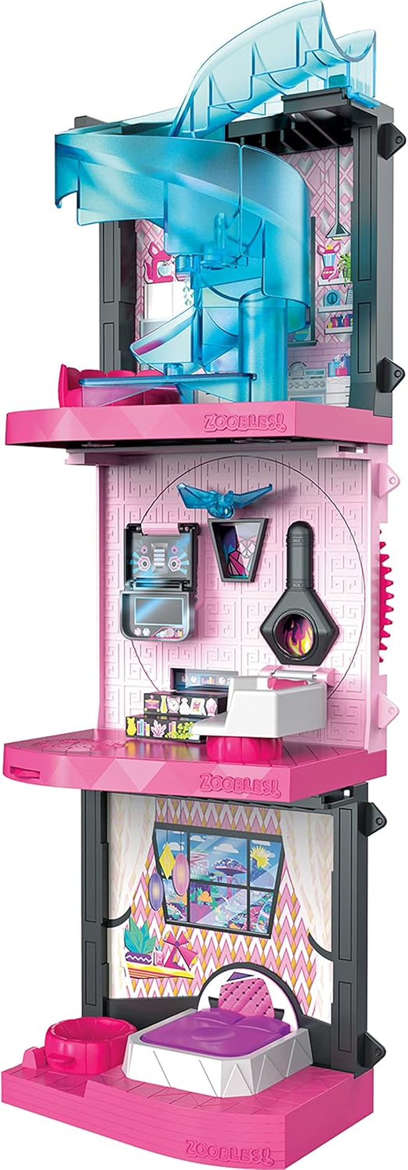 Zoobles Magic Mansion Casă de vis transformabilă cu 6 camere, tobogan și accesorii