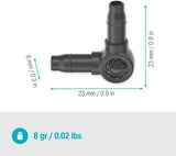 Piesă în L pentru sistemul de picurare Gardena Micro-Drip 4,6 mm (3/16 inch): Pentru schimbarea direcției de distribuție și a liniilor de picurare cu 90 de grade, instalare fără îndoiri, tehnologie de conectare ușoară și flexibilă (13212-20)