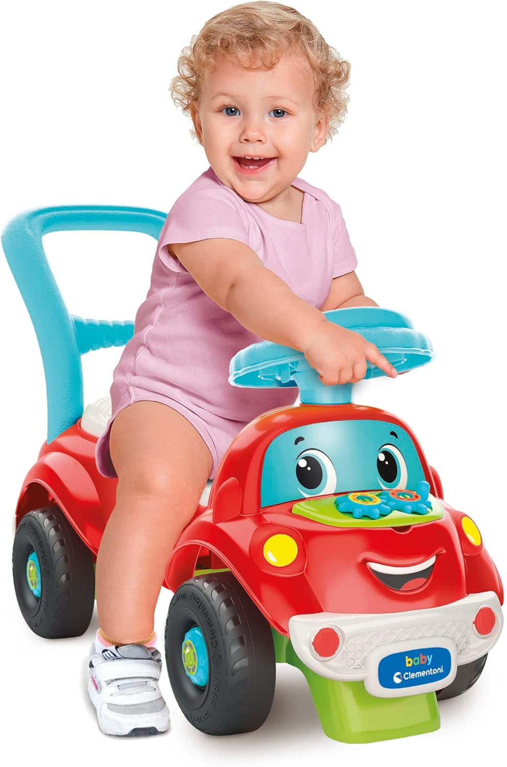 Clementoni - 17747 - Nicolò Go Go 3 în 1 - Mașină de echitație, vorbitor electronic de învățare, primii pași, lumini și sunete, joc pentru copii de 1 an - Made in Italy Jucarii Bebe Naty Shop
