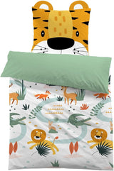 Lenjerie de pat microfibră 3D, animale, unisex Lenjerie de pat - copii Naty Shop Leu cu urechi 135×200+80×80