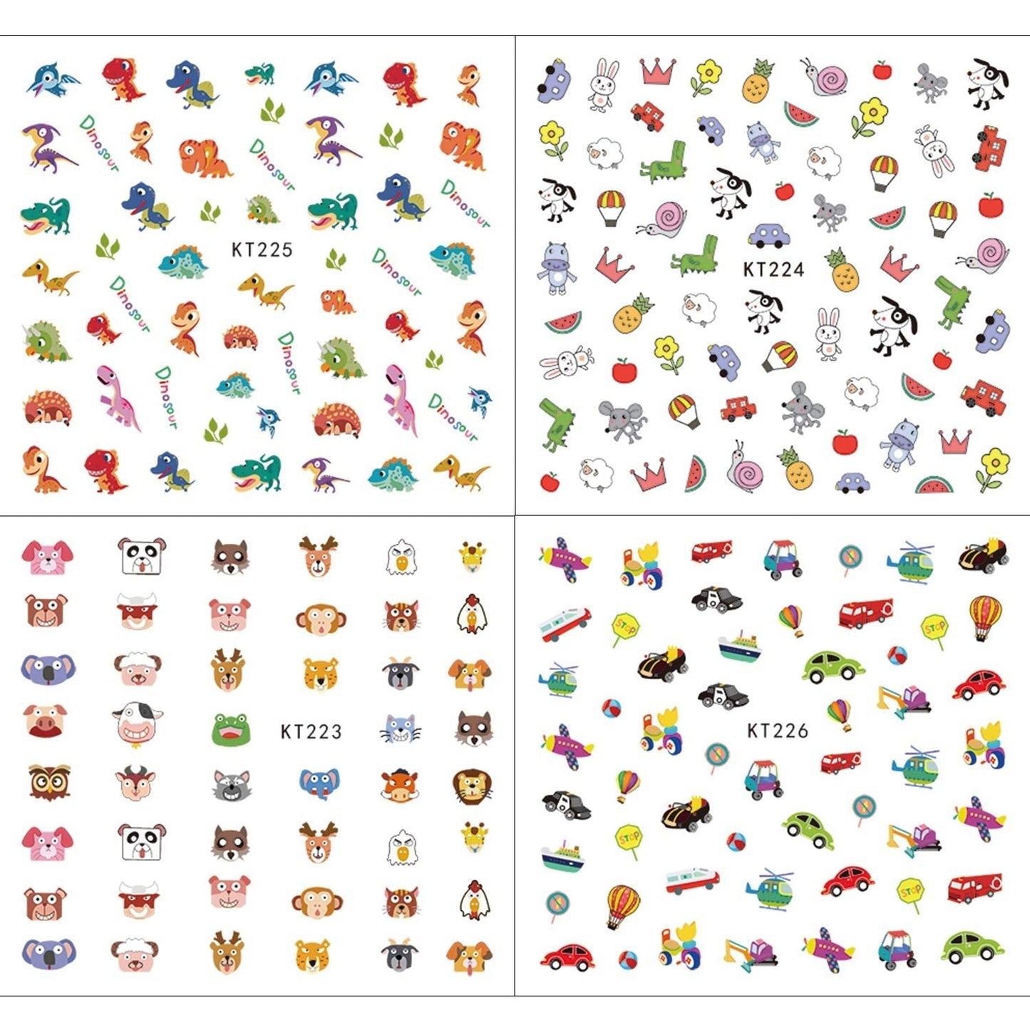 Autocolante de unghii pentru copii și fete, peste 600 de modele, animale, fructe, dinozauri, mașini, flori, autoadezive 3D, autocolante pentru unghii pentru copii, petrecere de ziua de naștere, cadou de salon de unghii cu ceai și spa