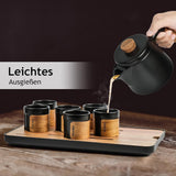 MIAMIO - Set de ceai japonez/chinezesc 6 x 100 ml / Ceainic asiatic 620 ml cu infuzor de ceai, Set tradițional japonez de ceainic pentru iubitorii de ceai/bărbați/femei (negru)