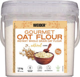 Făină de ovăz Weider Gourmet (1,9 kg) aromă de brownie. Fulgi de ovăz integrali. Sursă de proteine cu conținut scăzut de zahăr.