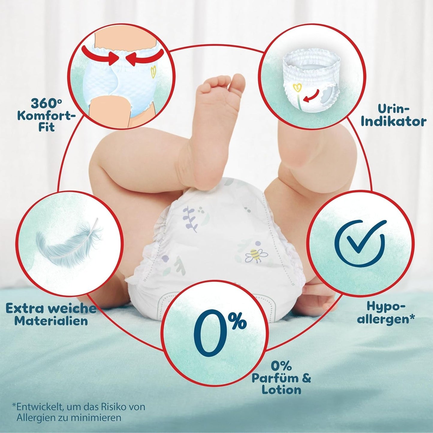 Scutece Pampers Harmony Pants mărimea 5, 144 buc, 12 kg-17 kg, protecție delicată a pielii și confort la 360°