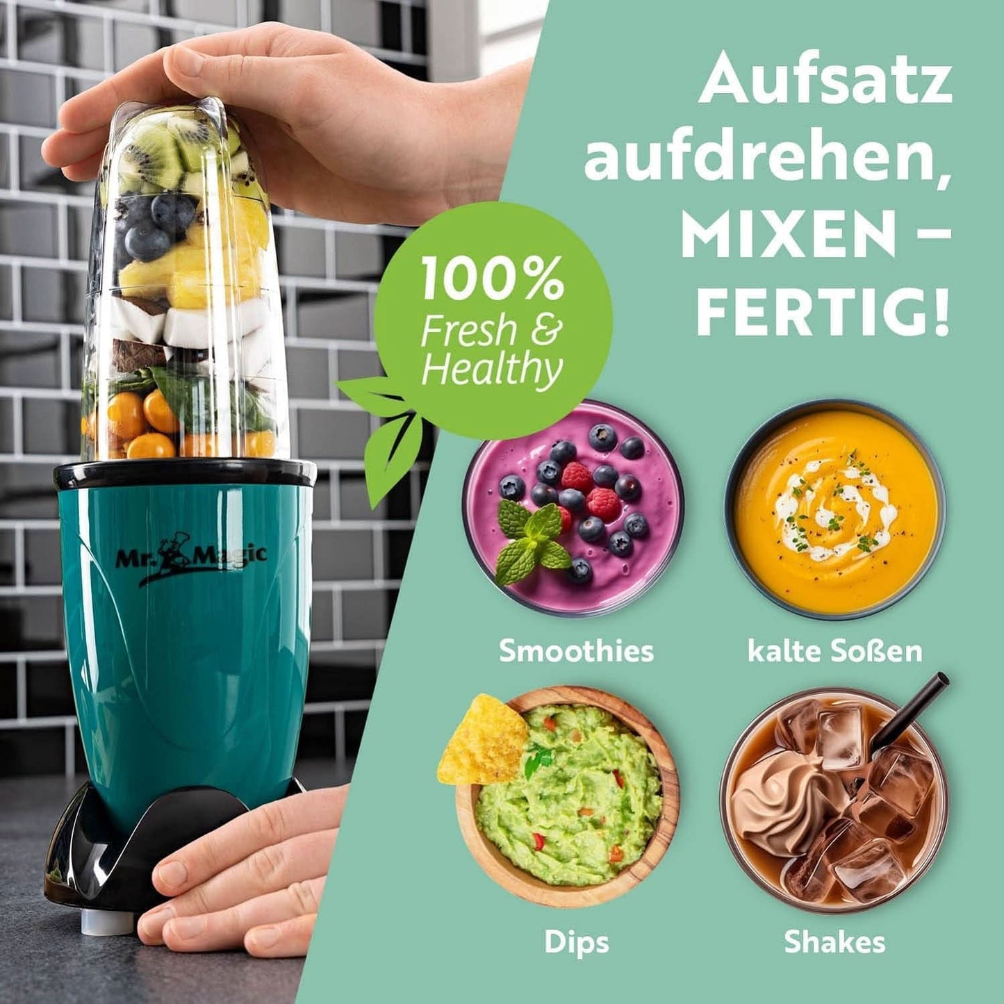 Gourmetmaxx Mr Magic Blender, Smoothie Maker cu pachet de accesorii Xxl Naty Shop