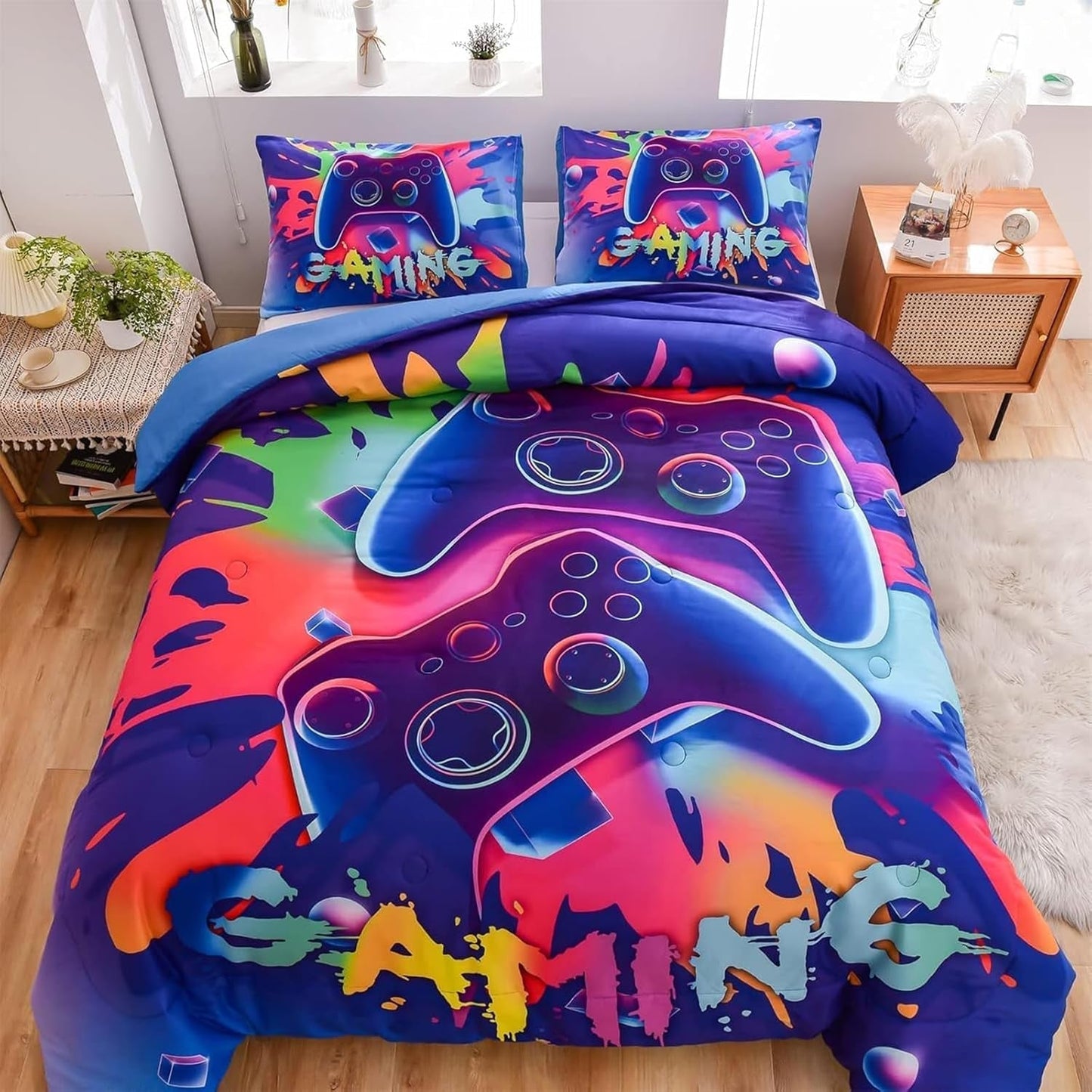 Set lenjerie copii si adolescenti, diverse modele Lenjerie de pat - copii Naty Shop Multicolor16-1 Single（135×200Cm）