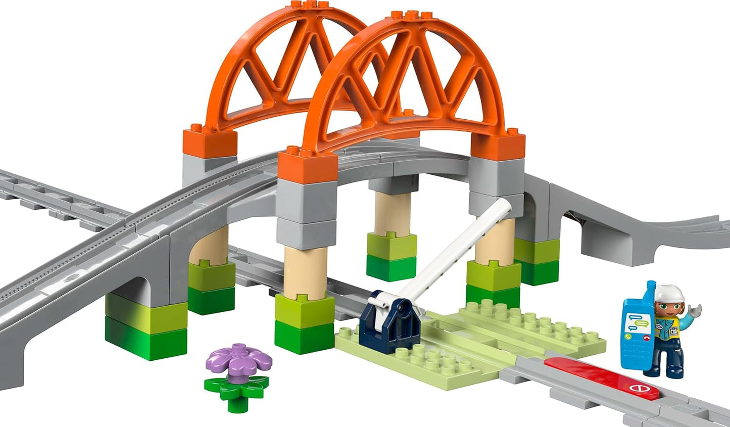 LEGO DUPLO Town Pod de cale ferată și șine - Set de expansiune, cadou pentru copii începând cu 2 ani, set pentru construcție și reconstrucție, set de dezvoltare pentru preșcolari, jucărie educațională 10426 Seturi de constructie Besuche den LEGO-Store