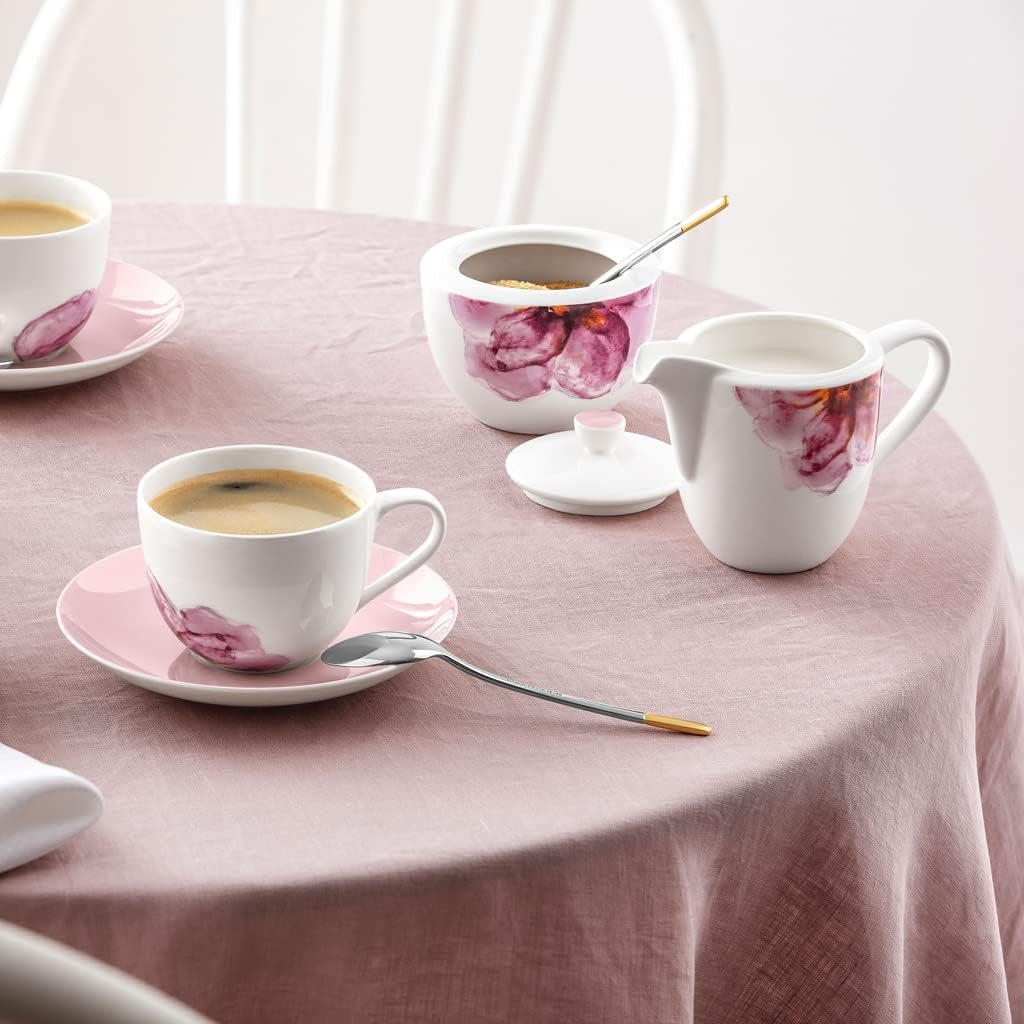 Villeroy & Boch - Cană de lapte Rose Garden, 280 ml, Porțelan Premium, alb/roz