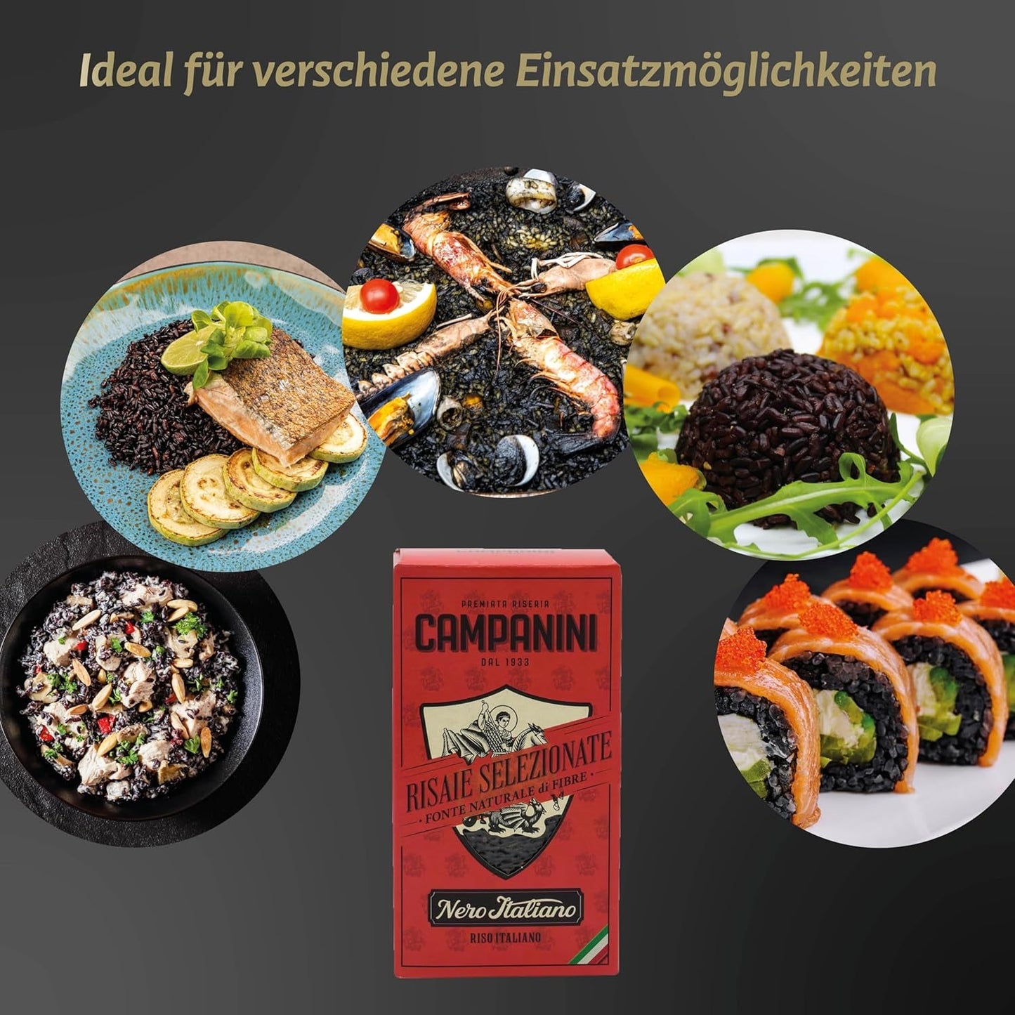 RISO NERO Orez Negru RISERA CAMPANINI 500g din Italia Orez Oriental