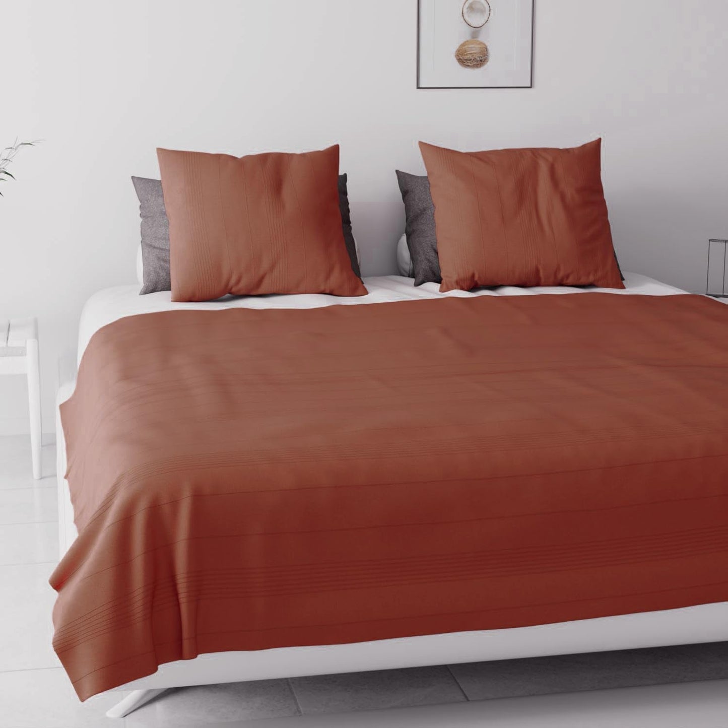 Soleil D'Ocre, Adele, cuvertură de pat, aruncare canapea, bumbac, roșu cărămiziu, 220 X 240 Cm Paturi si Cuverturi Besuche den Soleil d'ocre-Store