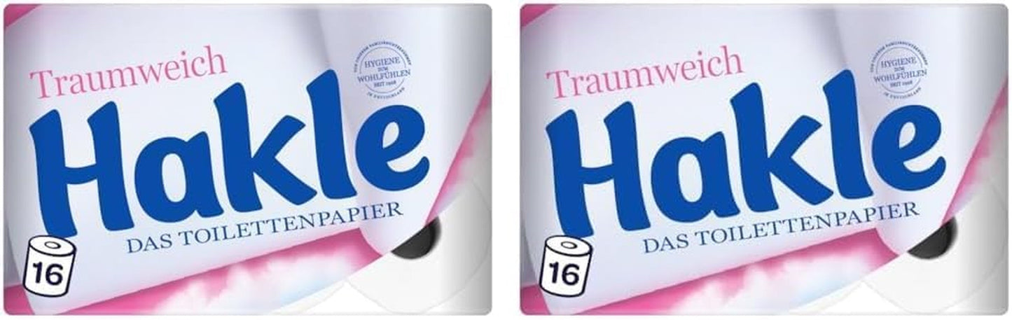 Hârtie igienică Hakle Traumweich - 16 role, curățare delicată pentru bunăstare (pachet cu 2)