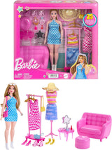 Barbie - Set de modă cu păpușă și dulap cu haine, accesorii și mobilier de salon, distracție de coafare de lungă durată, pentru copii cu vârsta de 3 ani și peste, HPL78