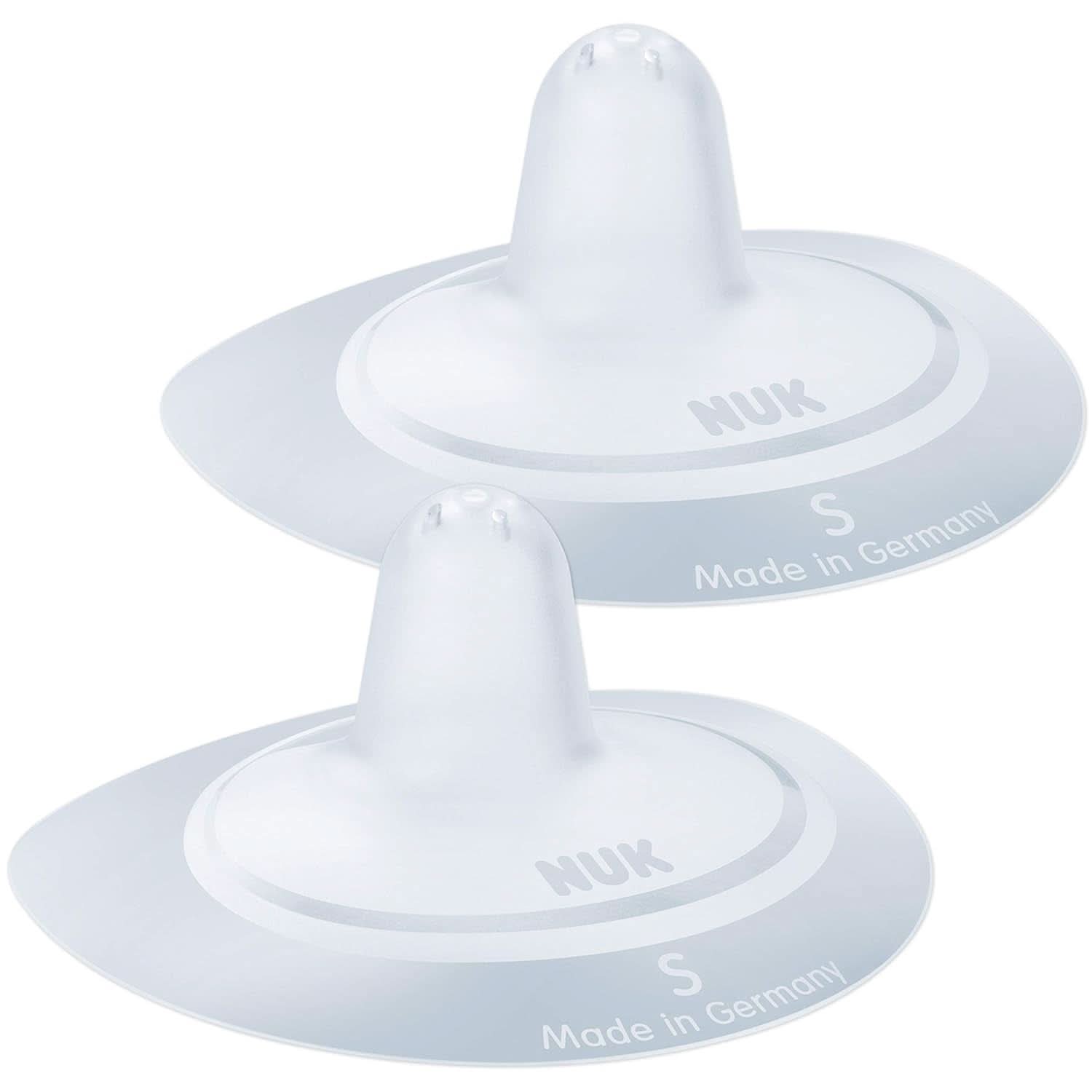 NUK scuturi pentru mameloane | Protecții pentru mameloane pentru alăptare | Protejează împotriva durerilor de sfârc | Silicon subțire | Marimea S (16Mm) | 2 bucati Accesorii Hrana si Alaptare Bebe Naty Shop