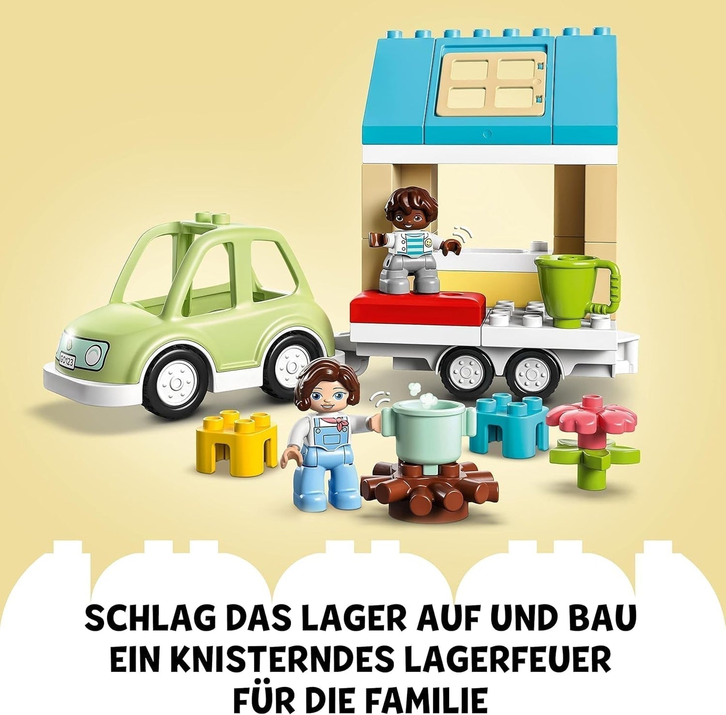 LEGO 10986 DUPLO At Home On Wheels, mașină de jucărie cu cărămizi mari, figurine și mașină de jucărie pentru băieți și fete de la 2 ani, dezvoltă abilitățile motorii fine Seturi de constructie Besuche den LEGO-Store