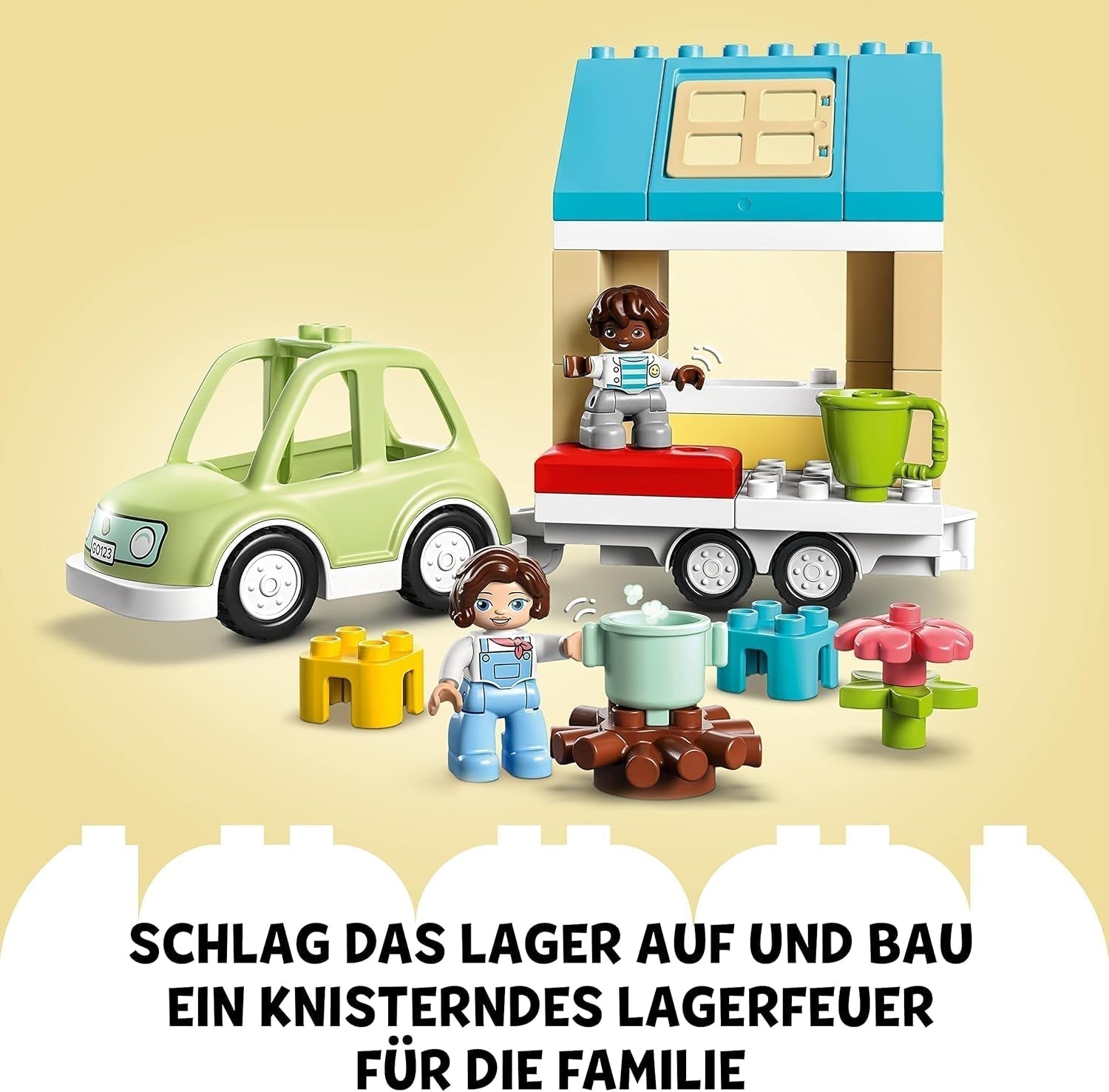 LEGO 10986 DUPLO At Home On Wheels, mașină de jucărie cu cărămizi mari, figurine și mașină de jucărie pentru băieți și fete de la 2 ani, dezvoltă abilitățile motorii fine Seturi de constructie Besuche den LEGO-Store