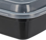 Relaxdays Meal Prep Boxes, set de 10, 2 compartimente, rezistent la microunde, 800 ml, cutie de plastic pentru alimente cu capac, negru Cutii depozitare alimente Naty Shop