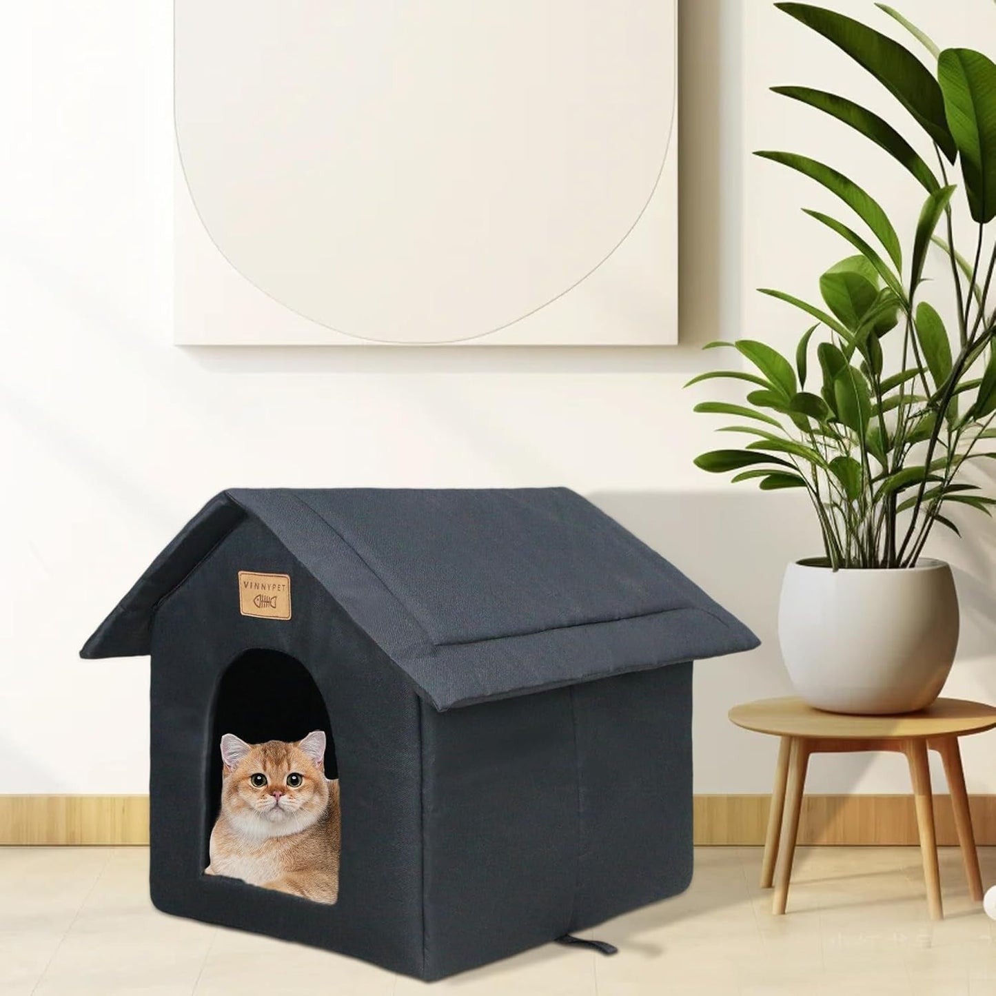 Katzenhaus Für Draußen Winterfest Wasserdicht Wetterfester Katzenhöhle Haustierhaus mit Katzenmatte Warm Hundehöhle Waschbar Hundehaus Tierheim Für Streuner Haustiere 40x35x40