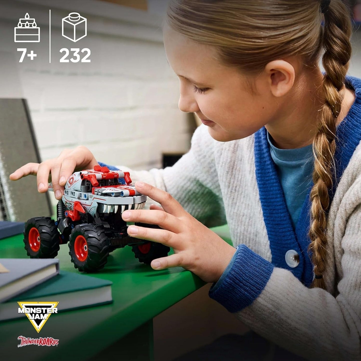 LEGO Technic Monster Jam Thunderroarus, camion monstru de jucărie cu funcție de retragere, jucărie de construcție pentru copii, cadou pentru băieți și fete cu vârsta de 7+ 42200 Seturi de constructie Besuche den LEGO-Store