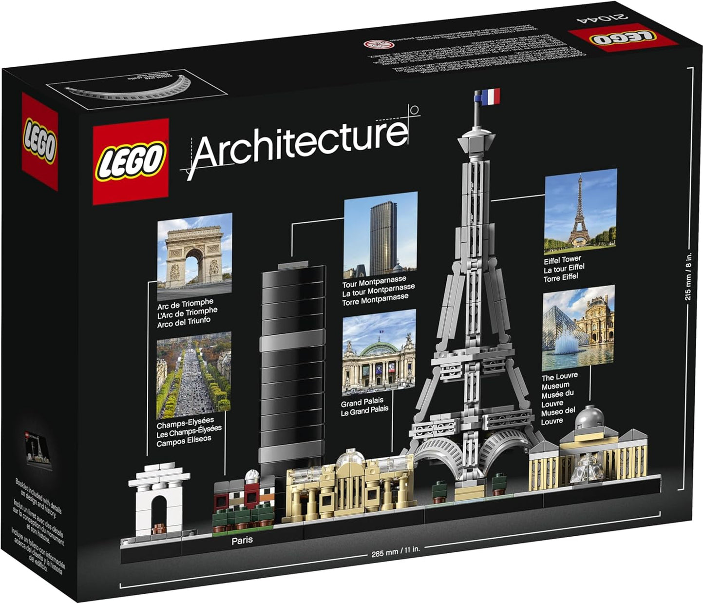 LEGO Arhitectură Paris, Model Kit cu Turnul Eiffel, Champs-Élysées și Louvre Model, Colecția Skyline, Decorațiuni pentru casă și birou, Idei cadou pentru colecționari, bărbați și femei 21044 Seturi de constructie Besuche den LEGO-Store