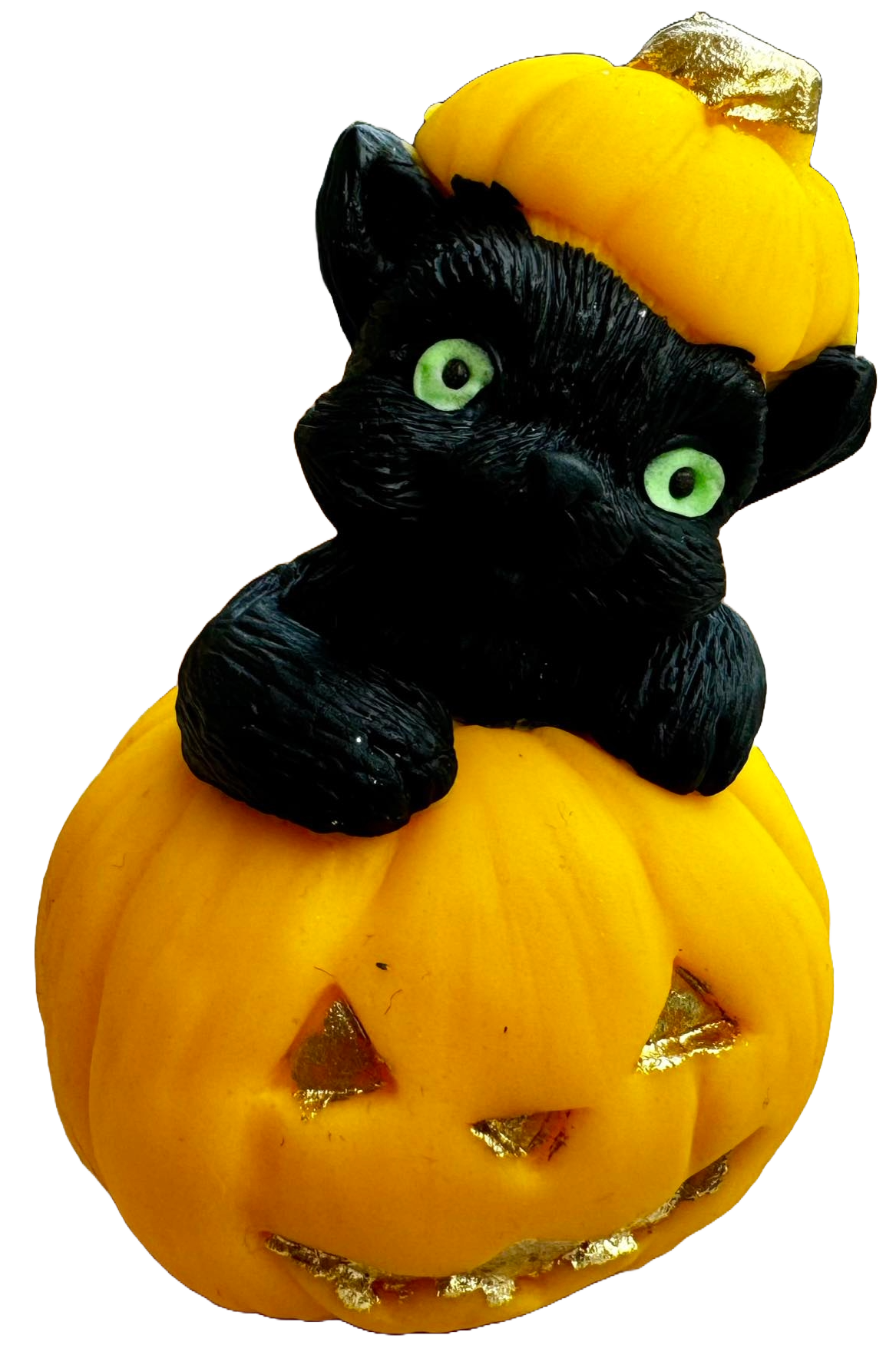 Decoratiune comestibila din pasta de zahar, Dovleac si Pisica Neagra de Halloween Decoratiuni din Pasta de Zahar Naty Shop