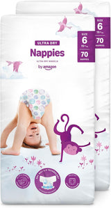 Scutece Ultra Dry de la Amazon, mărimea 1 (2-5 kg) - Cutie lunară, alb, 96 bucăți (2 pachete a câte 48) (anterior sub marca Mama Bear, produs identic)
