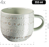 MÄSER 931744 Seria Spicy Market, Set de veselă pictat manual pentru 4 persoane în design vintage mediteranean, Set combinat din ceramică cu 16 piese, Verde, Gresie