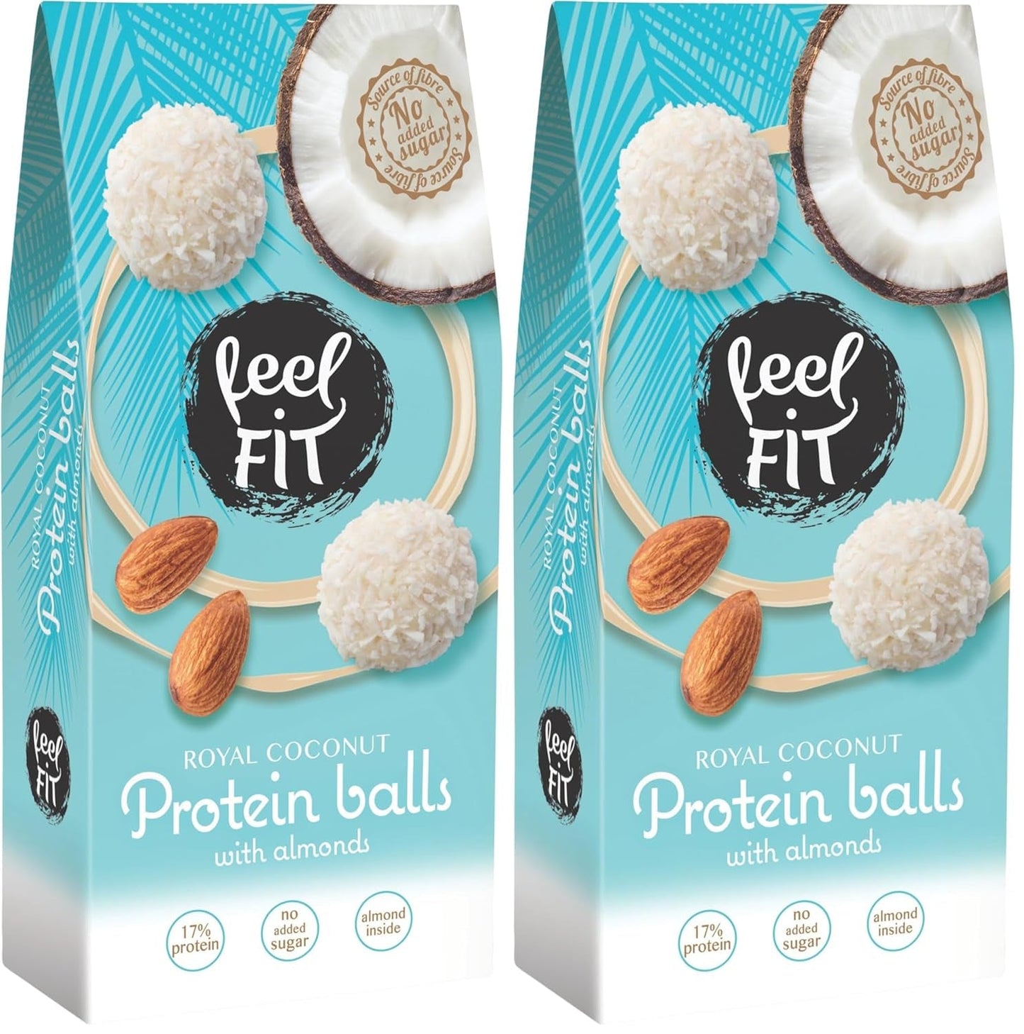 Praline de cocos fără zahăr cu migdale, feel FIT, fără zahăr adăugat, 17% proteine, 63 g